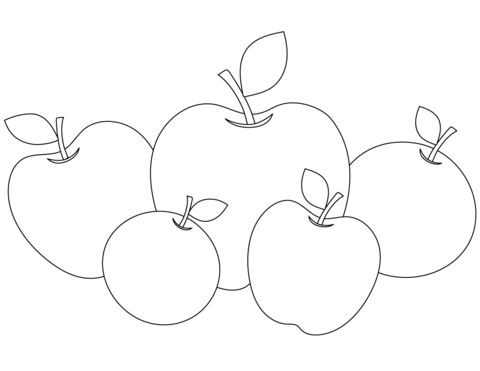 Five Apples Coloring Page